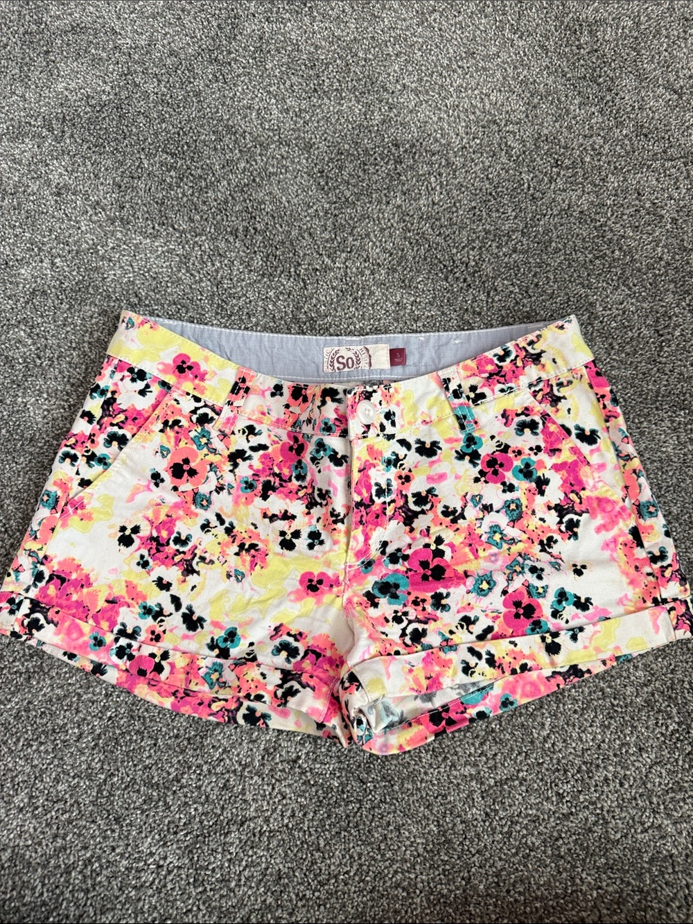 SO Bright Floral Shorts in Pink, Yellow & Teal